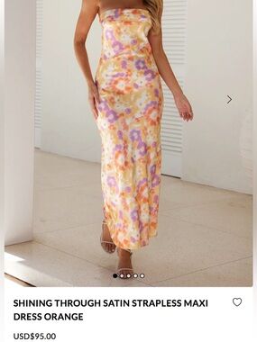 Hello Molly Strapless Satin Maxi Dress in Yellow, Purple & Orange Floral